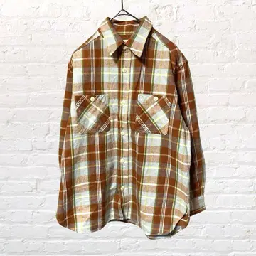 11851 빔즈 보이 체크 셔츠 면 100% 일본제 브라운 구제 의류