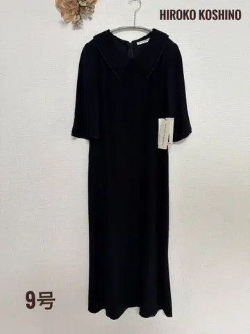 HIROKO KOSHINO 카라 롱 원피스 맥시 길이 블랙 9호