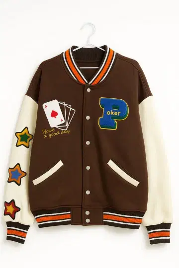 포커 럭키 자수 바시티 자켓