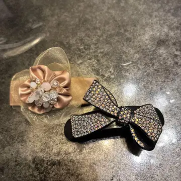 리본형 헤어 클립 2개 세트