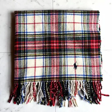 랄프 로렌 포니 자수 체크 울 무릎담요