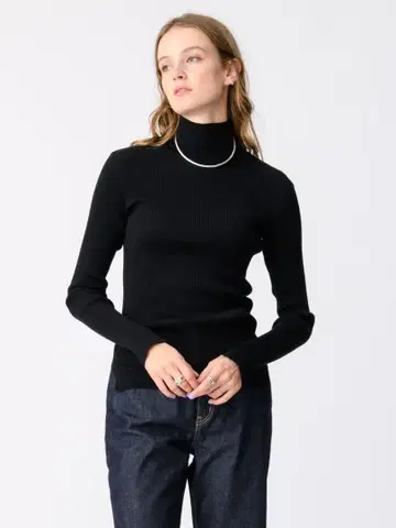 AURALEE 기가 리브 터틀넥 탑