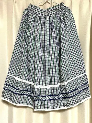 (눈에 띄는 얼룩 없음) 구제 의류 체크 무늬 플레어 스커트