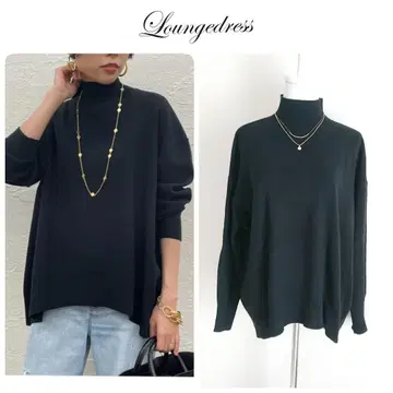 하이넥 총알 니트 블랙 라운지 드레스 손세탁 가능