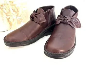 [ 새상품급 ] A-OK 천연 가죽 23.0 리본 숏부츠 신발 에이오케이