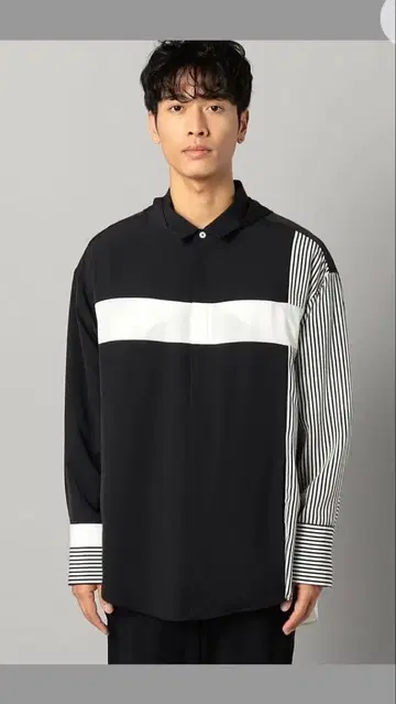 즉시 완판, 구하기 어려움, 꼼사맨 베이 스트라이프 셔츠 블랙/화이트