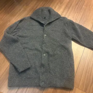 MUJI 그레이 울 혼방 숄카라 가디건