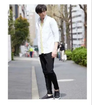 MK옴 샴브레이 칠부 셔츠