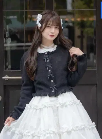 마시로 아리스 x 시마무라 하트 비쥬 버튼 니트 가디건 블랙 L 사이즈