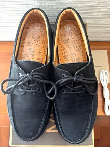 [ 새상품급 ] MANEBU 마네부 블랙 가죽 모카신 스타일 27.5cm