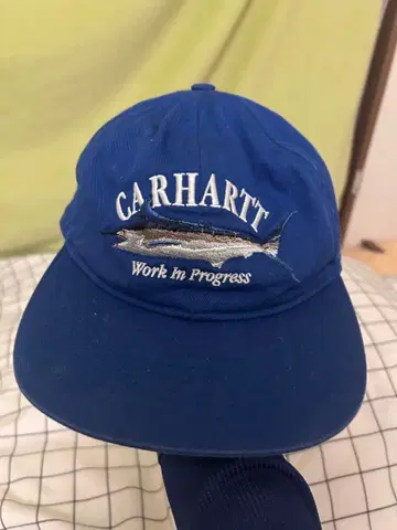 CARHARTT 파란색 캡 물고기 자수