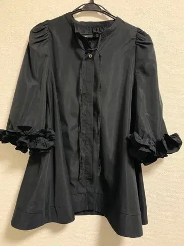 볼륨 프릴 슬리브 블라우스