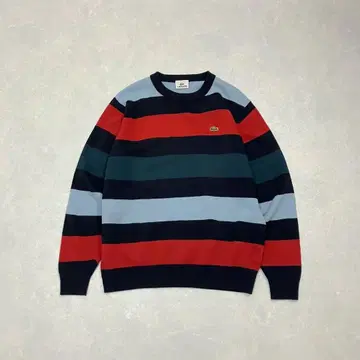 LACOSTE 라코스테 니트 스웨터 보더 멀티 컬러 로고
