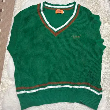 그린 V넥 니트 베스트