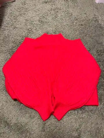 OPAQUE.CLIP 빨간색 리브 하이넥 긴팔 스웨터 SIZE:L