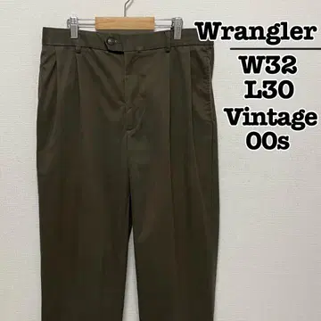 00s Wrangler 슬랙스 2턱 팬츠 카키 밑단 더블 W32