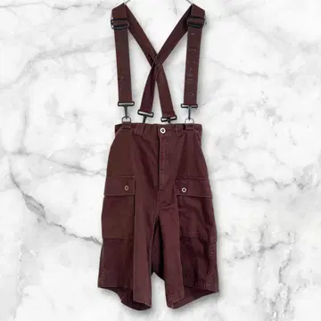 브라운 서스펜더 숏팬츠 L 코튼 100% 캐주얼 무지