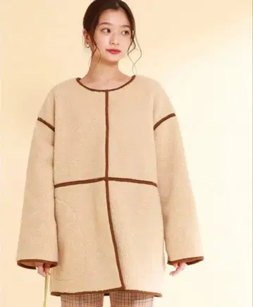 Ray BEAMS 보아 파이핑 노카라 블루종