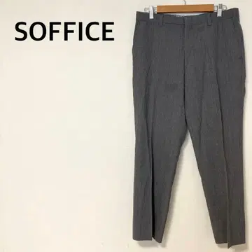 SOFFICE 슬랙스 수트 팬츠 울 혼방 스트라이프 그레이
