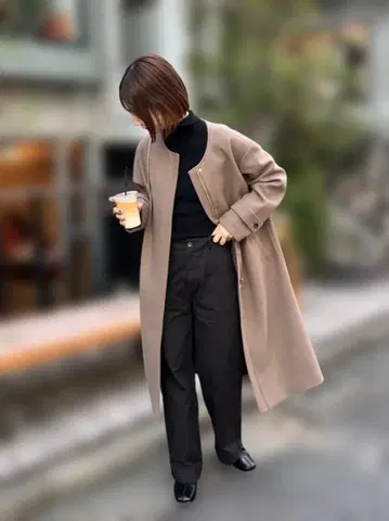 Ciaopanic TYPY 테크 울 노카라 롱 코트