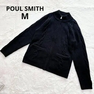 폴스미스 울 캐시미어 집업 하이넥 니트 가디건 블랙 컬러