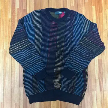 TUNDRA 다색 스트라이프 크루넥 니트