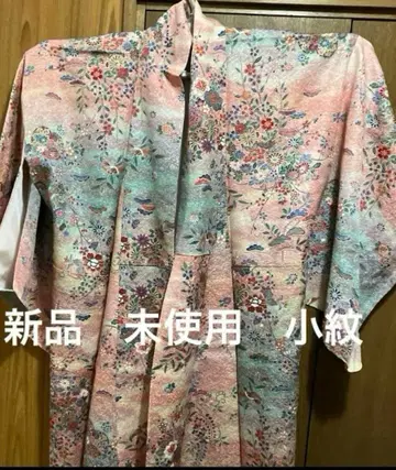 미사용 이중 기모노 코몬 순수 실크 손바느질 교육용 실 포함 단기 보관품