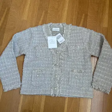 러브티크 폼폼 택 포함 팬시 트위드 니트 가디건