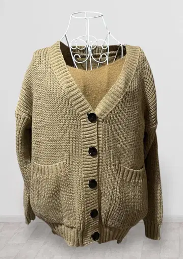 [ 릴렉스 성숙/러블리 ] 베이지 오버 사이즈 가디건