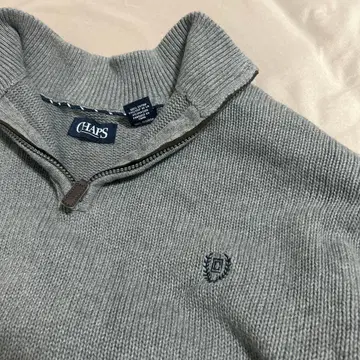 구제 의류 Chaps 그레이 지퍼 달린 스웨터 하프 지퍼