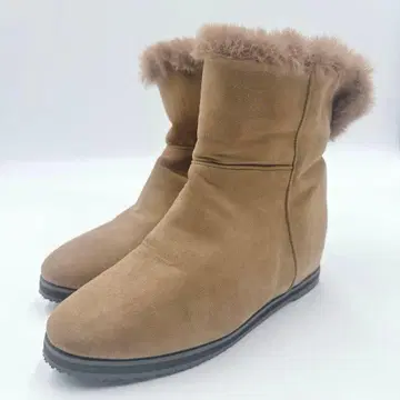 INDIVI 스웨이드 무스탕 숏 방한 부츠 카멜 23.5