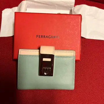 FERRAGAMO 가죽 카드 케이스 그레이/핑크