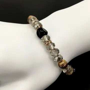 골드 블랙 지르코니아 염주 팔찌