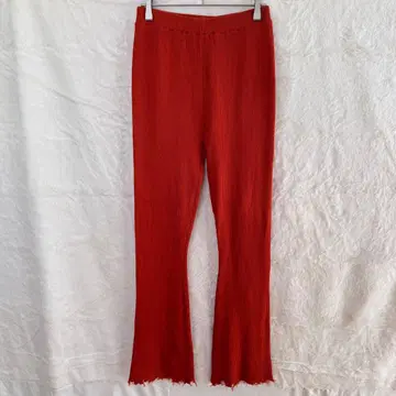 SNAP CLUB 플레어 팬츠 리브 니트 프린지 오렌지