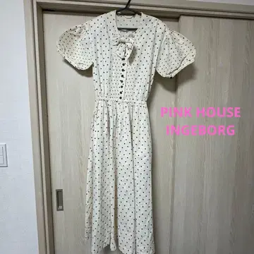 PINK HOUSE INGEBORG 화이트 원피스 도트 무늬