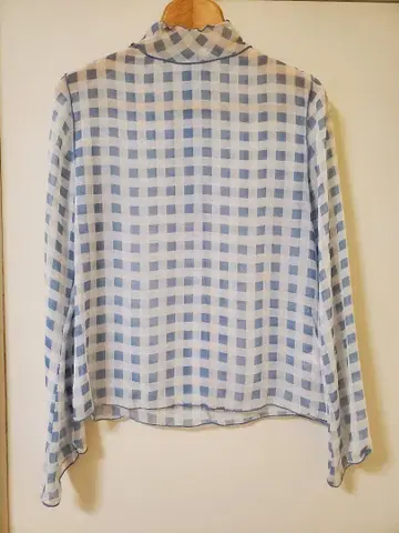 poppy 아사기니뇨 시스루 상의 스카이블루 깅엄 체크