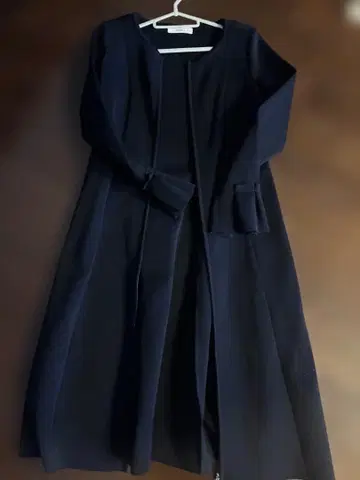 MISS J 네이비 노카라 코트 드레스