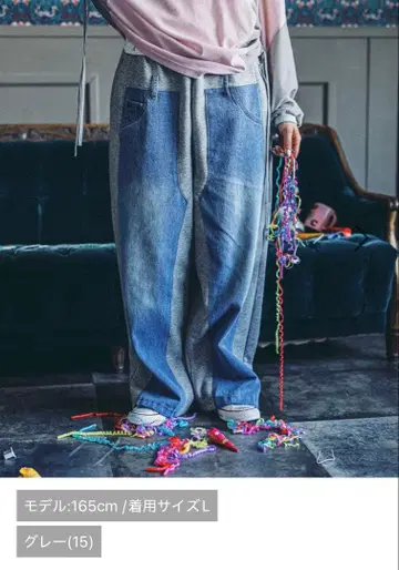 니코앤드 MODE NORM CORE 데님 패치워크 팬츠 그레이 L