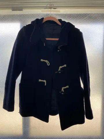 네이비 더플 코트 후드 부착