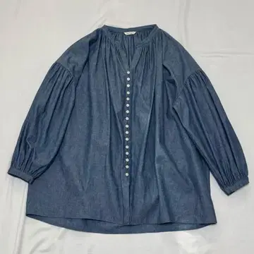 컨디션 최상 pongee 볼륨 슬리브 데님 셔츠