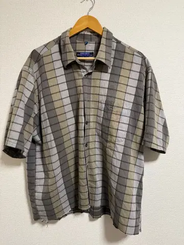 KING'S ROAD 반팔 셔츠 XXL 그레이 계열 체크 무늬