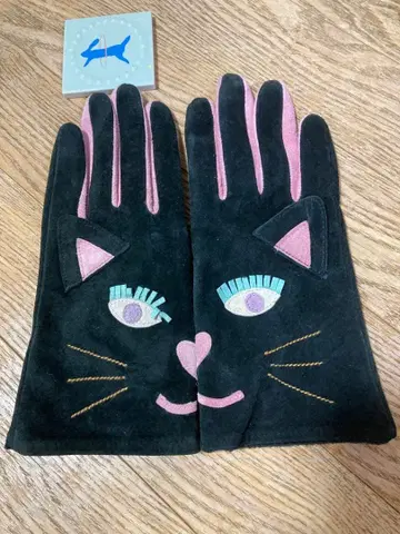 casselini 새상품 미사용 가죽 장갑 검은 고양이 사이즈 21cm