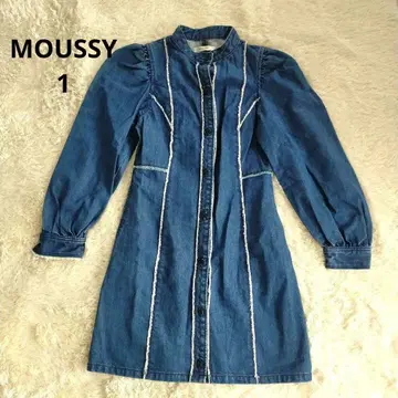 새상품급 MOUSSY 데님 프린지 셔츠 미니 원피스 1