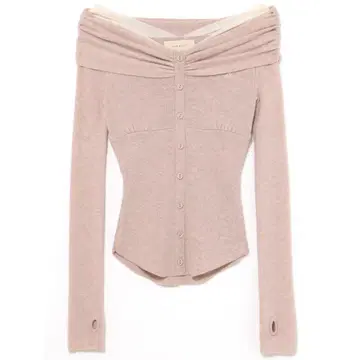 andmary Shannon tulle knit tops pink