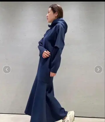 emmi atelier 에미아틀리에 후디 컷 원피스 네이비