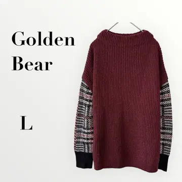 골든베어 니트 스웨터 절개 소매 패턴 와인 레드 L 루즈핏 가을/겨울