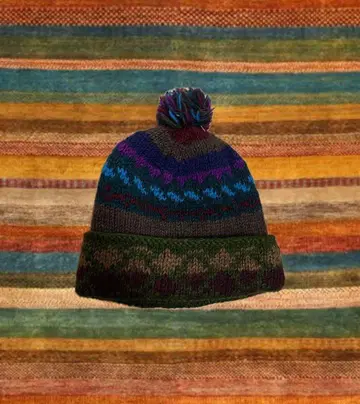 노르딕 무늬 니트 모자 폼폼 포함 해외 레트로 y2k