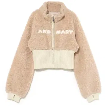 andmary Fluffy zip up jacket beige