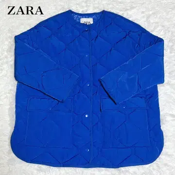[ 새상품급 ] ZARA 자라 노카라 퀼팅 자켓 M 블루