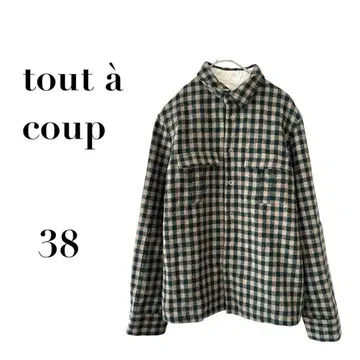 투타쿠 체크 무늬 셔츠 자켓 그린 38 울 혼방 안감 가을/겨울